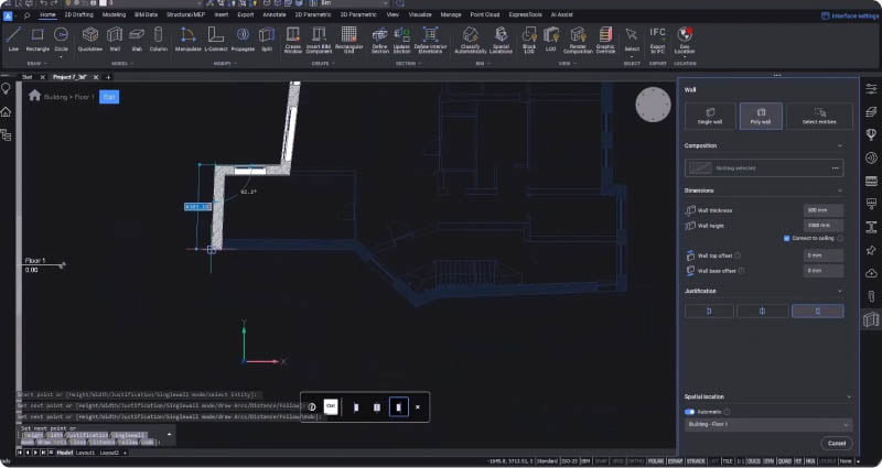 BricsCAD BIM - Zewnętrzne ściany