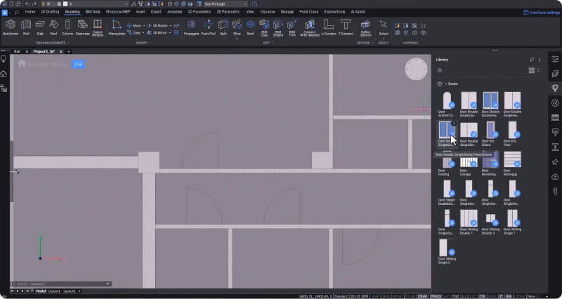 BricsCAD BIM - Drzwi wewnętrzne