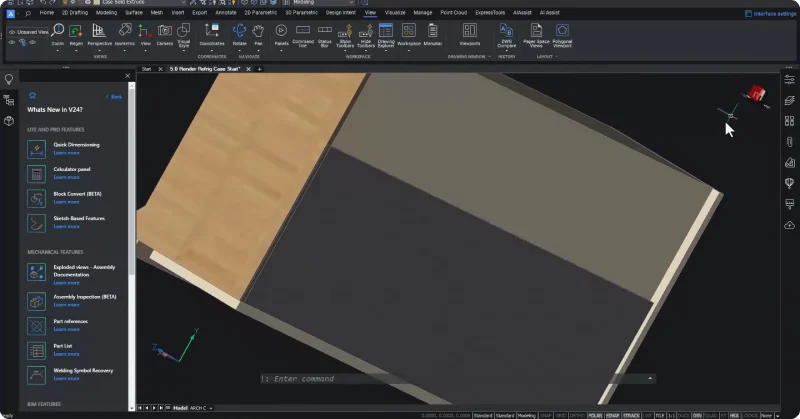 Przeprojektowany widżet LookFrom w BricsCAD V26