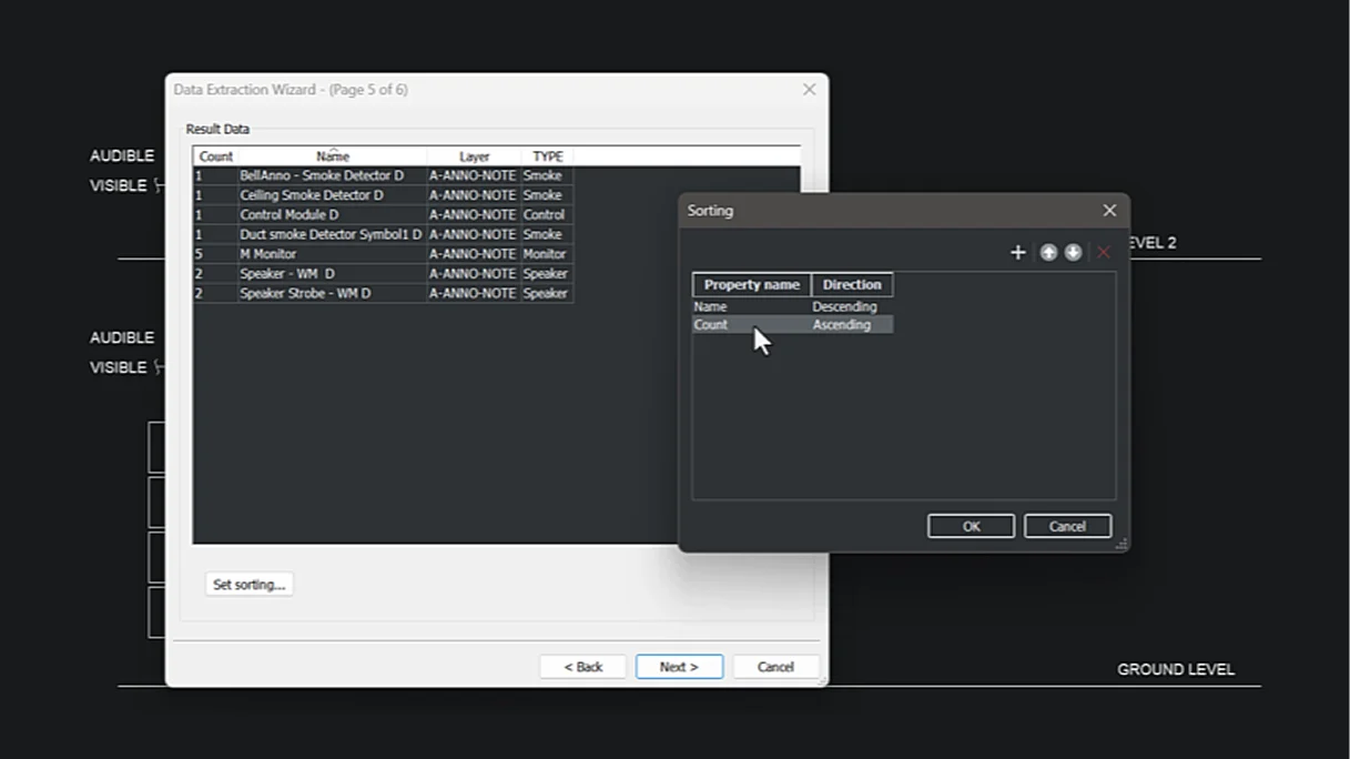 Sortowanie danych przed eksportem w BricsCAD V26